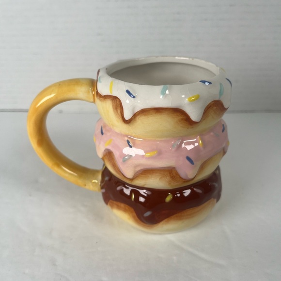 Colorful Ceramic Stack of Doughnuts Coffee Mug 4" Tall Room Essentials (KT167) - Picture 4 of 8